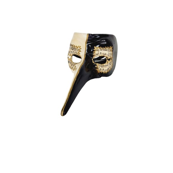 Vintage Long Nose 24kt Gold Sheet Music Venezia Italy Masquerade Face Mask - Picture 5 of 11